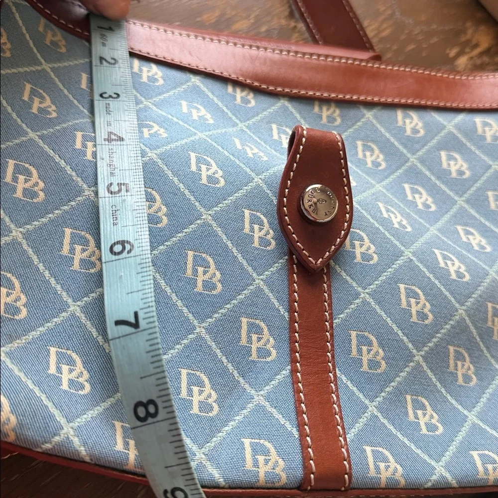DOONEY & BOURKE signature Crescent Hobo Bag blue canvas with brown leather trim